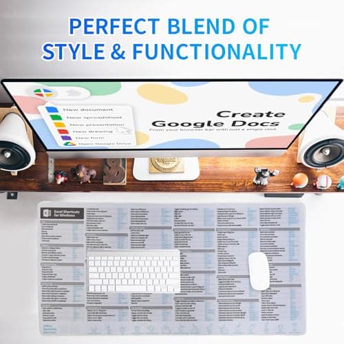 Excel Shortcut Desk Pad, Excel Shortcut Keys Mouse Pad for Windows, Extended Large Cheat Sheet Gaming Desk Mat, PC Office Spreadsheet Keyboard Gift (Windows,80X40 CM)