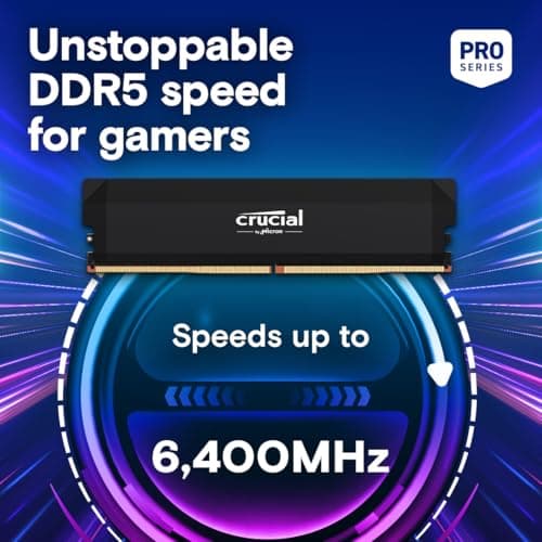 Crucial Pro 32GB DDR5 RAM Kit (2x16GB),CL36 6000MHz, Overclocking Desktop Gaming Memory, Intel XMP 3.0 & AMD Expo Compatible, Black - CP2K16G60C36U5B