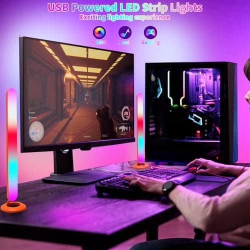 RGB LED Light Bar for Gaming Setup: Smart Music Sync TV Backlight with 16 Million Colors & 200+ Modes - USB Powered Ambient Lighting
