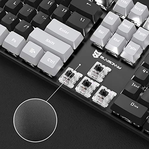 Mechanical Keyboard - Black Switch, Black & Grey Color, White Backlit, Hot Swappable, Wired, 104 Keys US Layout PC Gaming Keyboard