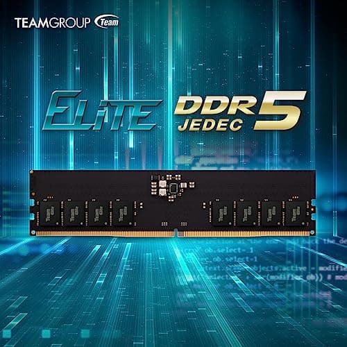 TEAMGROUP Elite DDR5 32GB Kit (2x16GB) 5600Mhz PC5-44800 CL46 Non-ECC Unbuffered UDIMM 288 Pin PC Computer Desktop Memory Module Ram Supports Intel & AMD TED532G5600C46DC01