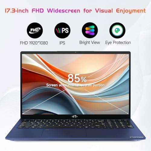 NIMO 17.3" IPS FHD-Laptop, Intel 6 Cores i3-1215U 16GB RAM 1TB SSD (Beat Ryzen 5 7520U, Up to 4.4GHz) Computer with 65W GaN Type C Backlit Keyboard Fingerprint, for Home Student and Business Blue
