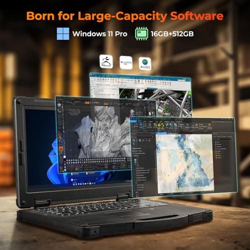 MUNBYN 15.6" Rugged Laptop Windows 11 Pro, Intel i5-1135G7, 16GB+512GB, Heavy Duty Laptop, Wi-Fi 6, 4G LTE Rugged Laptop Computer, 700Nit Outdoor Laptop, 6300+1750mAh Dual Battery, 2Y Protection(New)