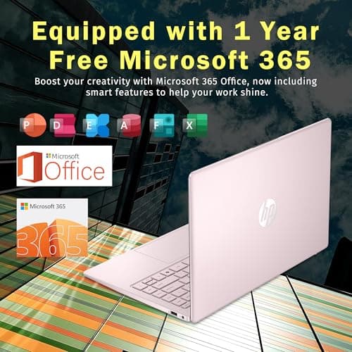 HP Flagship 14" HD Student&Business Laptop, Intel N150 CPU(Beats i3-1115G4), 32GB RAM, 288GB Storage (128GB UFS + 160GB Docking Set), W/1 Year Office 365&AI-Copilot, Webcam, Bluetooth, Win 11s, Pink
