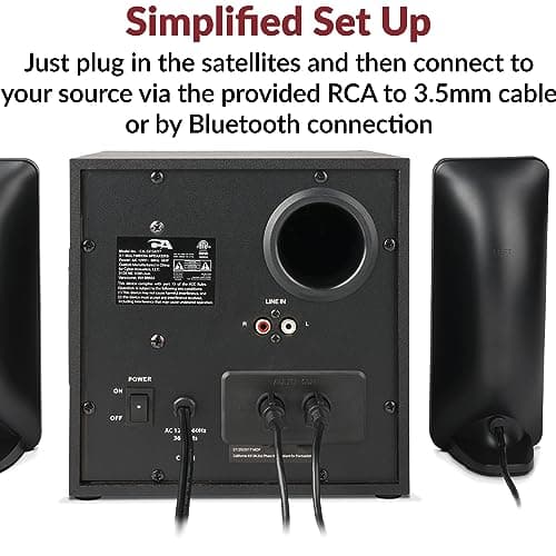 Cyber Acoustics CA-SP34BT Bluetooth Speakers with LED Lights – The Perfect Gaming, Movie, Party, Multimedia 2.1 Subwoofer Speaker System, Black