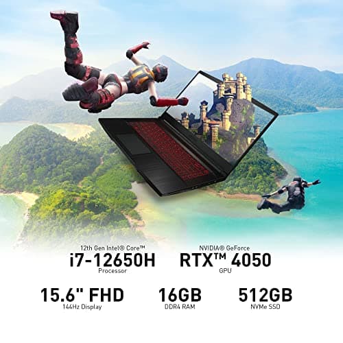 MSI Thin GF63 15.6" 144Hz Gaming Laptop: 12th Gen Intel Core i7, NVIDIA GeForce RTX 4050, 16GB DDR4, 512GB NVMe SSD, Type-C, Cooler Boost 5, Win11 Home: Black 12VE-066US