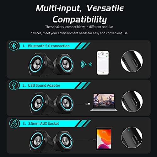 Edifier Bluetooth 5.3 Gaming Speakers,10W PC USB Computer Speakers for Laptop Desktop 3.5mm aux Input Hecate G1000 Black