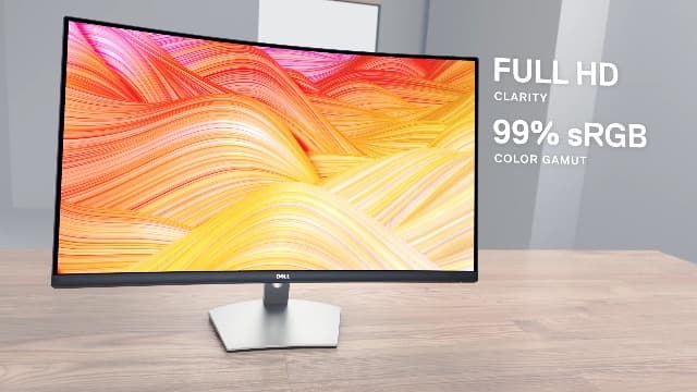 Dell S3222HN Curved Monitor - 31.5-inch FHD (1920x1080) 75Hz 4Ms 1800R Curved Display, HDMI Connectivity, AMD FreeSync Technology, Tilt Adjustability - Silver