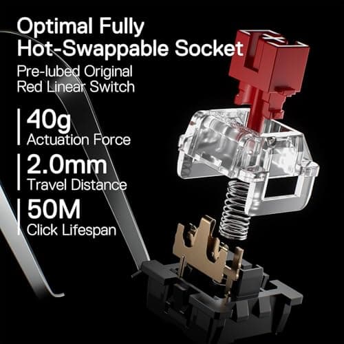 Redragon K660 (K556 TKL) RGB Wired Gaming Keyboard, 80% 87 Keys Mechanical Keyboard w/Aluminum Base, Upgraded Hot-Swap Socket and Noise Absorbing Foams, Quiet Linear Red Switch