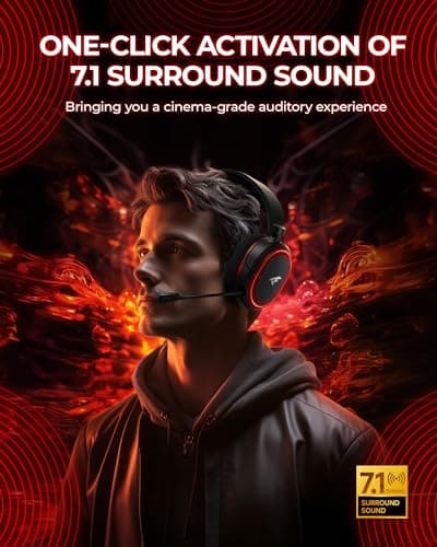 Wireless Gaming Headset， 7.1 Surround Sound， 2.4Ghz USB Gaming Headphones Bluetooth 5.4,100-Hr Noise Canceling Mic RGB Light, Wireless Headset for PC PS5 PS4 Mac Switch，ONLY Wired Mode Suit for Xbox