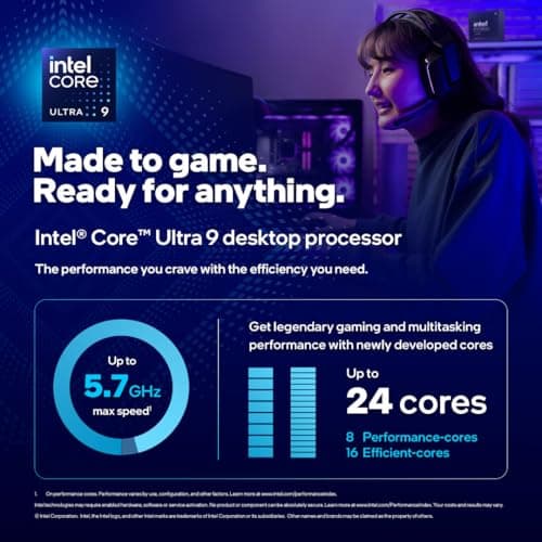 Intel® Core™ Ultra 9 Desktop Processor 285K 24 cores (8 P-cores + 16 E-cores) up to 5.7 GHz