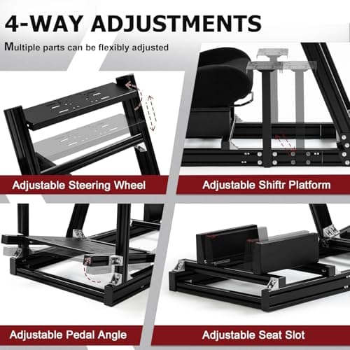 Supllueer 8040 Aluminum Racing Simulator Cockpit with 3 Monitor Stand and Black Seat,Universal and adjustable Cockpit, Compatible with Logitech/Thrustmaster/Fanatec/Moza Direct Drive Motors Wheels