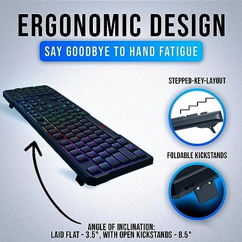 KLIM Chroma Gaming Keyboard Wired USB - New - Durable Ergonomic Waterproof Silent Backlit - Ideal for Gaming and Office - Teclado Gamer - 2 ms Response Time - PC Laptop Mac PS4 PS5 - Black