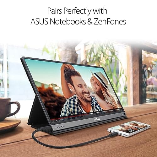 ASUS ZenScreen 15.6” 1080P Portable USB Monitor (MB16AHP) - Full HD, IPS, Eye Care, Micro HDMI, USB Type-C, Speakers, Built-in Battery, External Screen for Laptop, 3-Year Warranty,Black