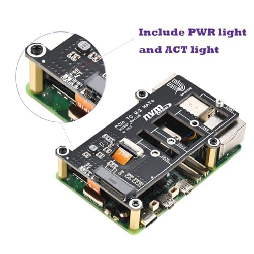 PCIe M.2 HAT+ for Raspberry Pi 5, NVMe SSD PIP PCIe Peripheral Board With Extra Screw Sets for 2280/2260/2242/2230 NVMe SSD