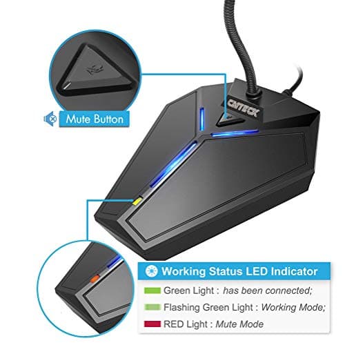 USB Computer Microphone, Plug &Play Desktop Omnidirectional Condenser PC Laptop Mic, Mute Button with LED Indicator, Compatible with Windows/Mac, Ideal for YouTube, Skype, Recording, Games(1.8m /6ft)