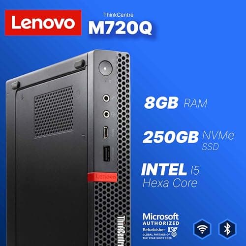 Lenovo M720Q ThinkCentre Mini PC | Windows 11 Pro | Intel i5-8400T | 8GB RAM + 250GB NVME | 5G WiFi + BT | Home or Office Micro Desktop Computer (Renewed)
