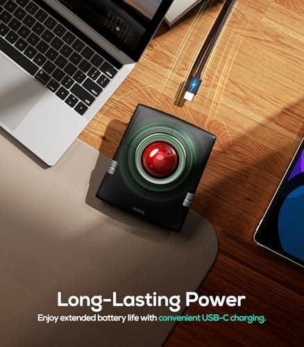 Nulea M512 Wireless Trackball Mouse, Ergonomic 55mm Trackball, Adjustable DPI for Precise Control, Left or Right Hand Compatible, Rechargeable, Multi-Device Bluetooth & 2.4GHz for PC, Laptop, Mac