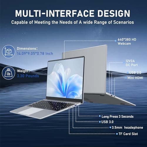 2025 Laptop 15.6 inch, Laptop Computer with N4000 Processor with 8GB RAM 256GB SSD, FHD Display 1920*1080P, WIFI5 BT4.2 HDMI Windows 11 Laptop, Thin and Light Laptop, Office Laptop, Study Laptop