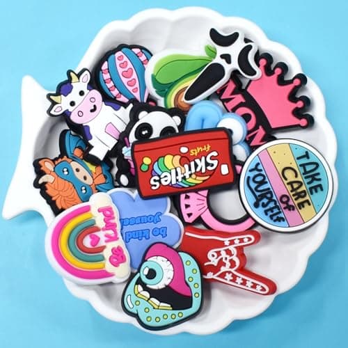 Shoe Charms, Lot of 25,40,80,100,120,160,200,450 PCS Clip Buckle Charms Random PVC Different for Clog Shoes Decoration Charms