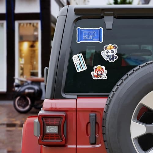 50 PCS Architect Pack Stickers Work Funny Vinyl Decals Waterproof for Adults Men Women Decor Laptop Computer Notebook Phone Cases Map Architecture Graphics Labels Art Jobs
