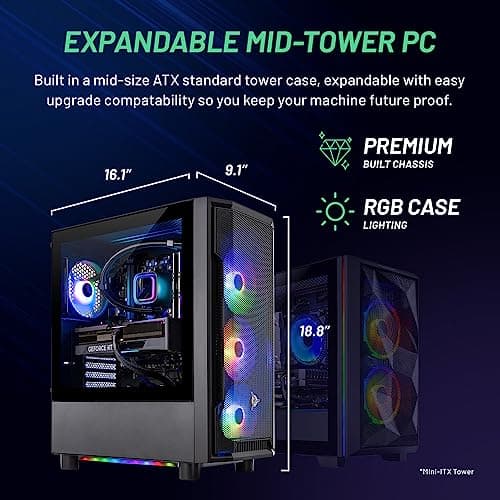 Skytech Gaming Shadow Gaming PC Desktop – AMD Ryzen 7 5700X 3.4 GHz, NVIDIA RTX 4060, 1TB NVME SSD, 16GB DDR4 RAM 3200, 600W Gold PSU, 11AC Wi-Fi, Windows 11 Home 64-bit,Black