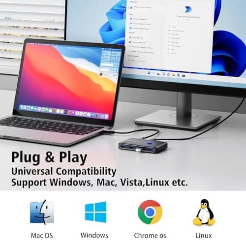 USB 3.0 Switch Selector for 2 Computers, USB Switcher Sharing 4 USB Devices Peripheral Hub for Mouse, Keyboard, Scanner, Printer; for Mac/Windows/Linux; 2 Pack USB Cables Included