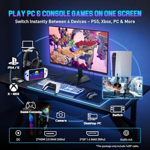 SANSUI 24.5 Inch 300hz 240hz Gaming Monitor, 1080P 1ms FPS PC Monitor Gaming, HDR, FreeSync, DisplayPort x2 HDMI x2, Fast IPS, 120% sRGB, Audio Jack, VESA Support, Desktop Compatible(ES-G25X1 PRO)