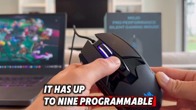 MOJO Pro Performance Silent Gaming Mouse - Wired Mouse with 9 Programmable Buttons Including Sniper Key, 12000 DPI, 1000 Hz, Custom Profiles