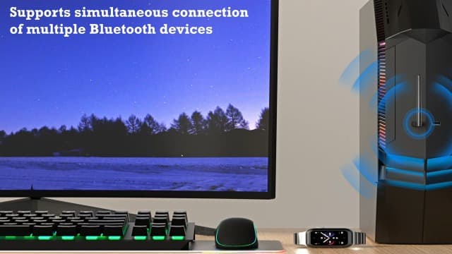 Long Range USB Bluetooth 5.3 Adapter for Desktop PC - 328FT Wireless Transfer for Mouse, Keyboard, Headphones - Win11/10/8.1 Support