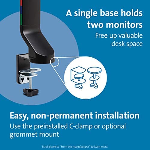 Kensington SmartFit Space Saving Dual Monitor Arm (K55513WW)
