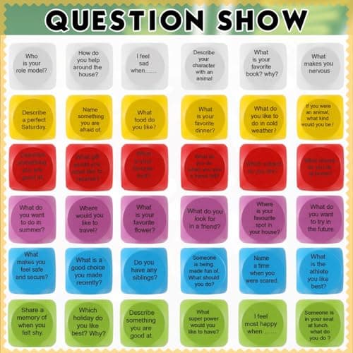 Hanaive 12 Pcs Learning Conversation Cubes Social Emotional Learning Activities Family Dice Game Speech Therapy for Kids Teacher Family Classroom (Wood)