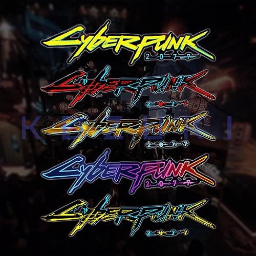 Vinyl Sticker Cyberpunk Decal Water Proof Reflective for Car, Laptop (Red+Blue)