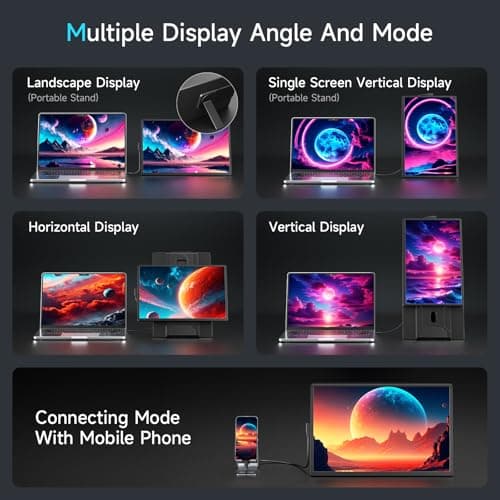 2025 Upgraded Laptop screen extender, 16.1" FHD 1200P, 360° Rotating, Plug&Play, Ultra-Thin Zero Frame, Detachable Stand, portable monitor for laptop, Travel Monitor for Laptop/PC/Mac/Phone