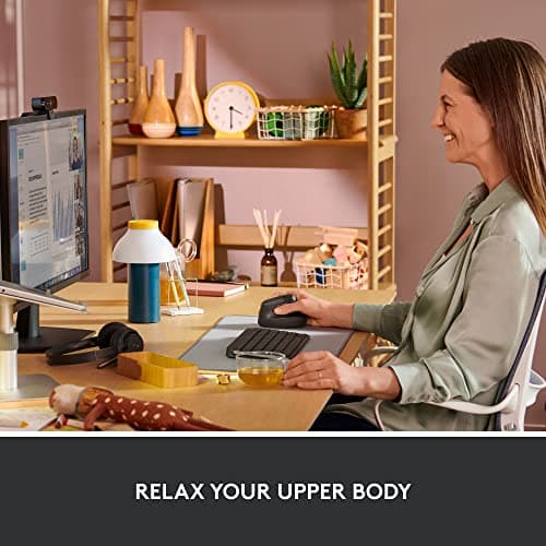 Logitech Lift Vertical Ergonomic Mouse, Wireless Bluetooth or USB Receiver, Quiet Clicks, 4 Buttons, Right Hand Wireless Mouse, Windows/macOS/iPadOS, Laptop, PC - Graphite