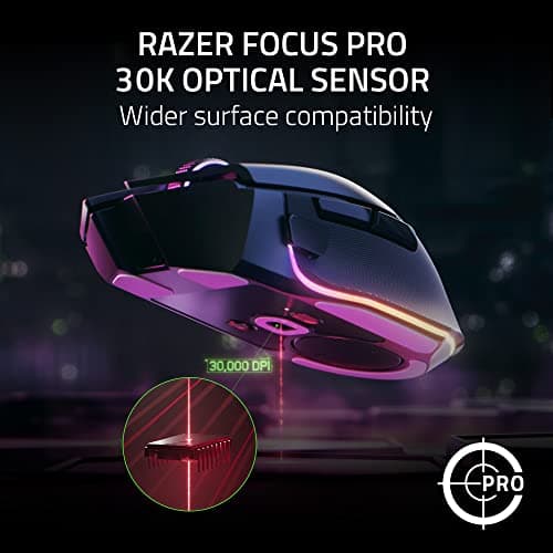 Razer Basilisk V3 Pro Wireless Gaming Mouse: HyperScroll Tilt Wheel - 30K DPI Optical Sensor - Gen-3 Optical Switches - 13-Zone Chroma RGB - 13 Programmable Controls - 3 Connection Modes - Black