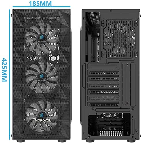PC Case Pre-Install 4 RGB Fans, ATX Gaming Computer Case with Diamond-Shaped Mesh Front & Tempered Glass Side Panel, USB 3.0 Airflow Mid Tower case,621