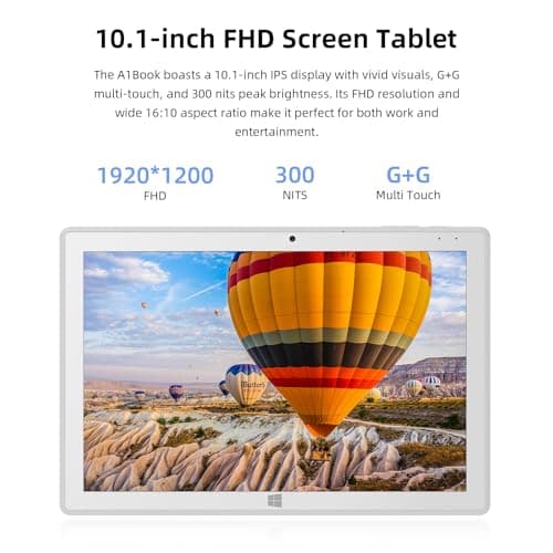 2-in-1 Detachable Touch Screen Laptop, 8GB DDR4 RAM, 128GB SSD, 10.1" Win 11 Tablet with Keyboard, Pentium N5030 (Up to 3.1GHz), Dual-Band WiFi, Bluetooth, USB 3.0, Dual Camera, White