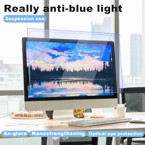 Anti Blue Light Screen Filter, Universal Blue Light Blocking Screen Protector Panel for 23, 23.6, 23.8, 24 inches Diagonal Desktop Computer LED PC Monitor- Widescreen Monitor Frame Hanging Type