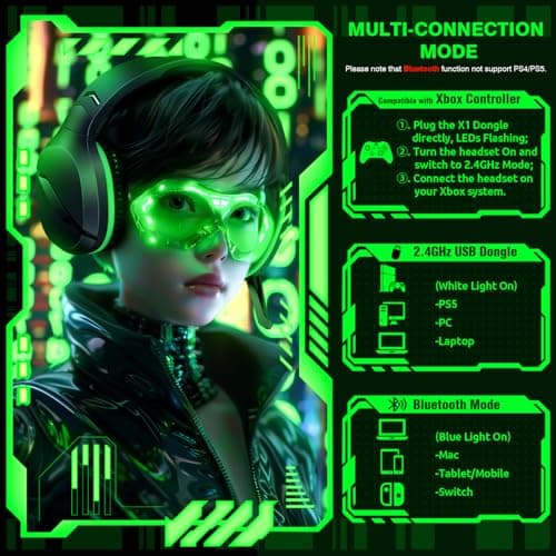 X3 Wireless Gaming Headset for Xbox Series X|S, PS5, PC, Mac, Switch – Bluetooth Headphones with Noise Cancelling Mic, 60H Playtime, Low Latency, Lightweight & Comfortable for Gamers