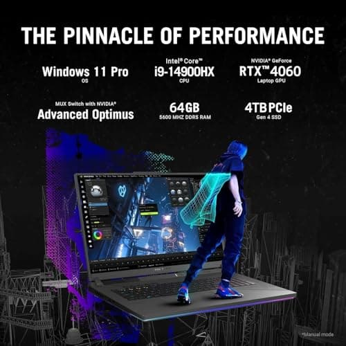 ASUS ROG Strix G18 Gaming Laptop, with Office 2024 Lifetime License, i9-14900HX(24-core), GeForce RTX 4060, 18" 240Hz WQXGA Display, 64GB DDR5, 4TB SSD, RGB Backlit KB, Windows 11 Pro,w/Accessories