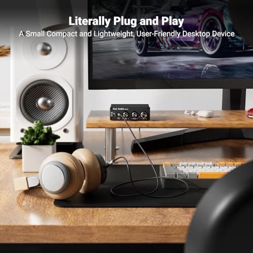 Fosi Audio Q4 DAC Headphone Amp for PC, Desktop Digital to Analog Audio Converter for Home Stereo Amplifier and Powered Speakers, PC-USB/Optical/Coaxial Inputs, 3.5mm Headphone/RCA Outputs