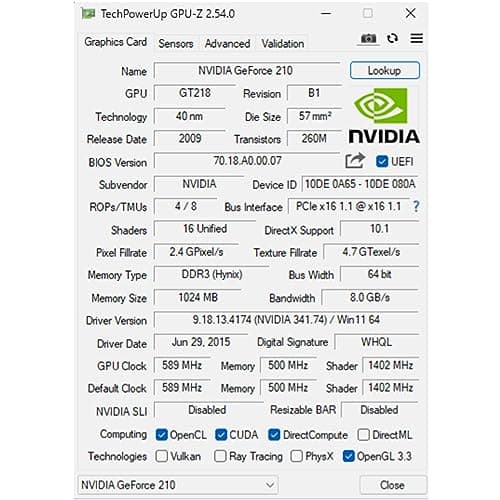QTHREE GeForce GT 210 Low Profile Graphics Card, 1024 MB DDR3 64 Bit,Video Card for PC GPU,PCI Express x16,HDMI,VGA