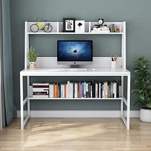 Tribesigns Computer Desk with Hutch, 47 inches Home Office Desk with Space Saving Design with Bookshelf for Small Spaces