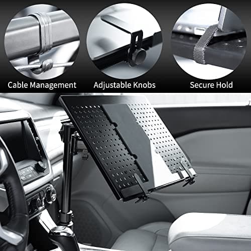 VIVO Single Laptop Car Mount, Fully Adjustable Extension, Notebook Stand for Trucks, Vans, and SUVs, Articulation and Height Adjustment, Black, MOUNT-CAR01