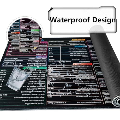 Linux Commands Line Sheet Mouse Pad for Desk, Large XL Mousepad With Shortcuts, 31.5"x11.8" Office Computer Mat, Waterproof Anti-Slip Keyboard Pad, Linux Basics Accessories