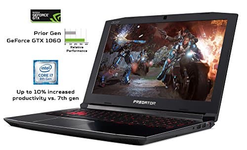 Acer Predator Helios 300 Gaming Laptop PC, 15.6" FHD IPS w/ 144Hz Refresh, Intel i7-8750H, GTX 1060 6GB, 16GB DDR4, 256GB NVMe SSD, Aeroblade Metal Fans PH315-51-78NP