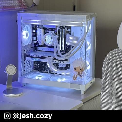 NZXT H6 Flow | CC-H61FW-01 | Compact Dual-Chamber Mid-Tower Airflow Case | Panoramic Glass Panels | High-Performance Airflow Panels | Includes 3 x 120mm Fans | Cable Management | White