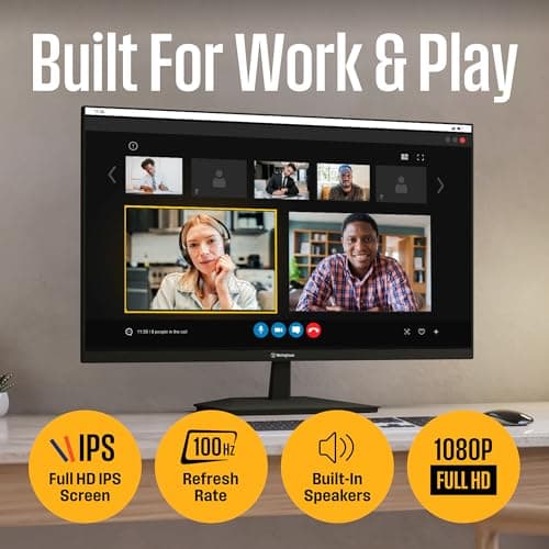 Westinghouse 24 Inch Computer Monitor, 100Hz, 1080p Full HD IPS Display, Adaptive Sync, Blue Light Protection, Home Office PC Screen with Built in Speakers, HDMI, VGA, for Work & Productivity
