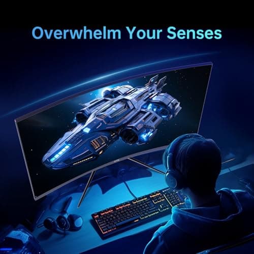 32 inch 240Hz Curved Gaming Monitor 1500R 1080P 125% sRGB 1ms, Freesync/G-sync HDR10,HDMI/DP/USB Ports VESA,Tilt Adjustable,Xbox PS5 Switch,Black